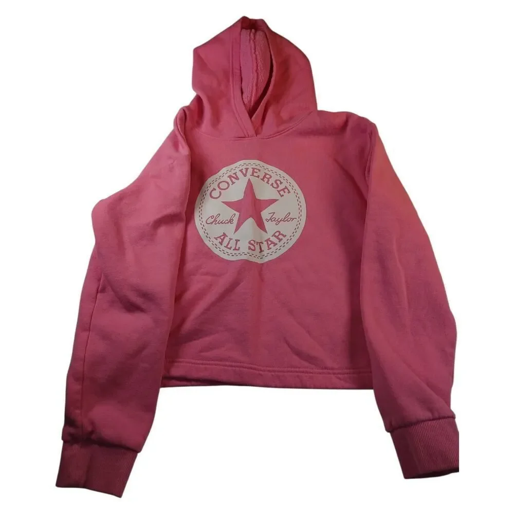 Converse All Star Girls Pink Graphic Pullover Hoodie - Size: Large Youth